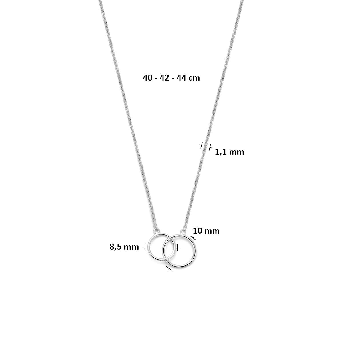 Collier en Argent 925 Rhodié avec Cercles
