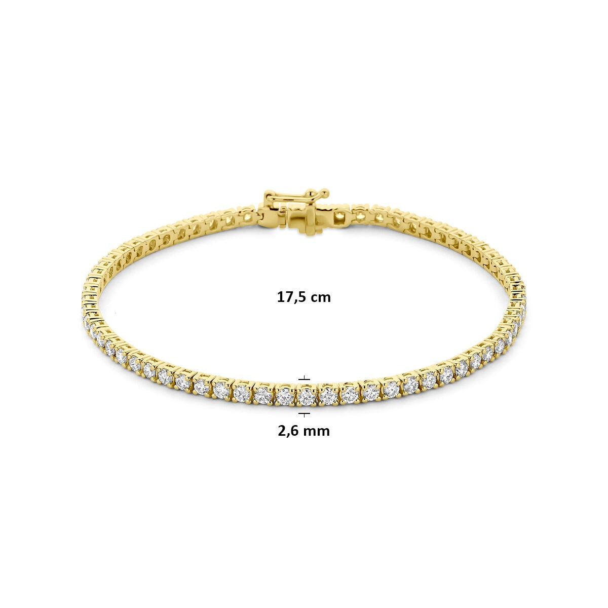 Bracelet de tennis en argent 925 plaqué or avec diamant cultivé en laboratoire