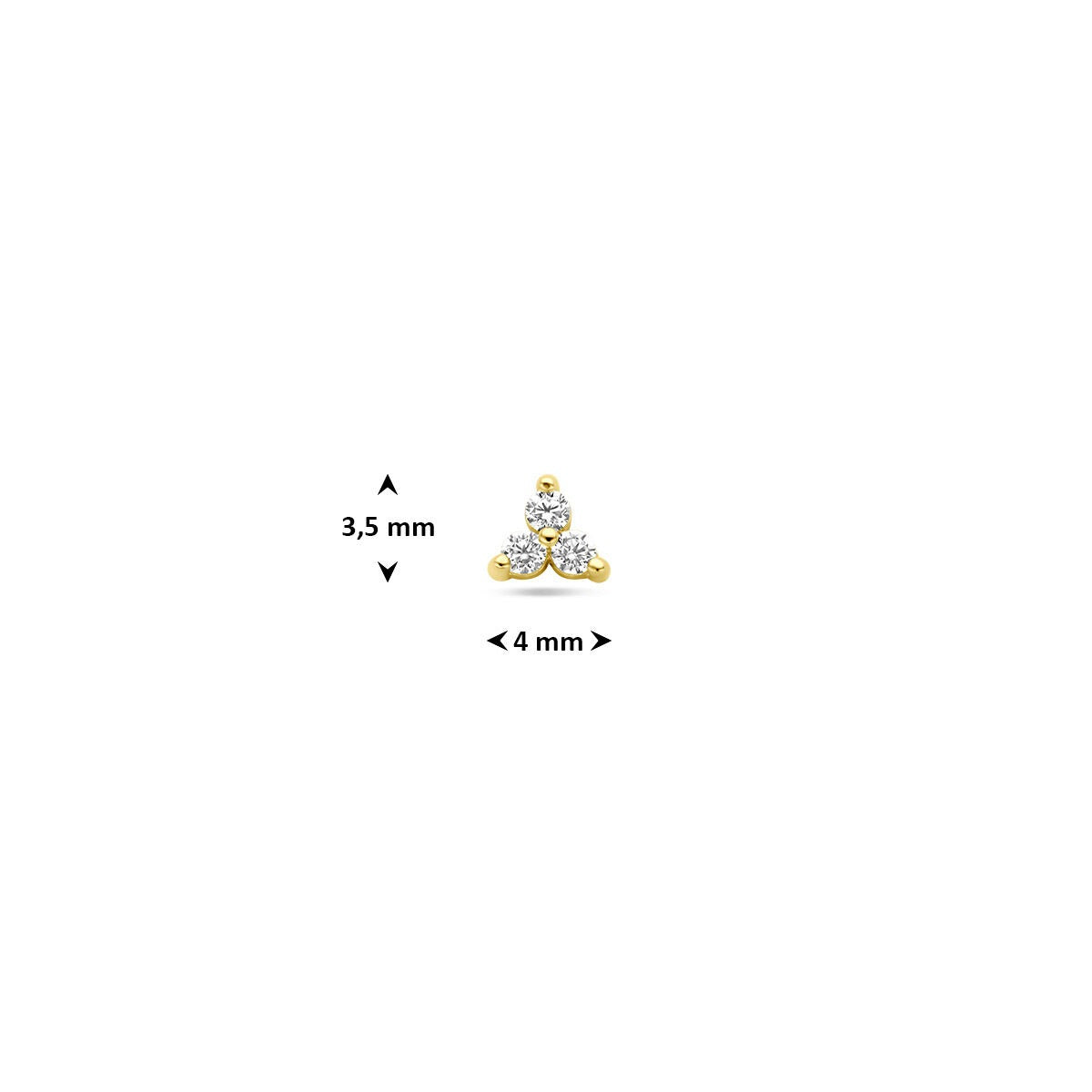 piercing à dos plat en or jaune 9k avec zircone