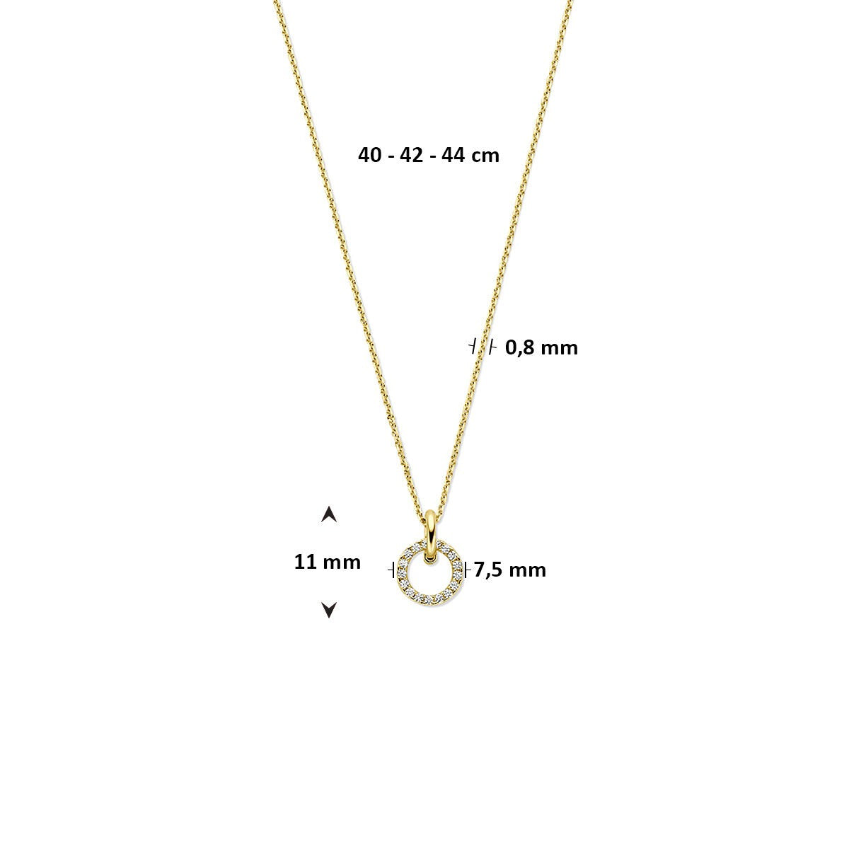 Collier en or 14k avec zircone – Sertissage pavé
