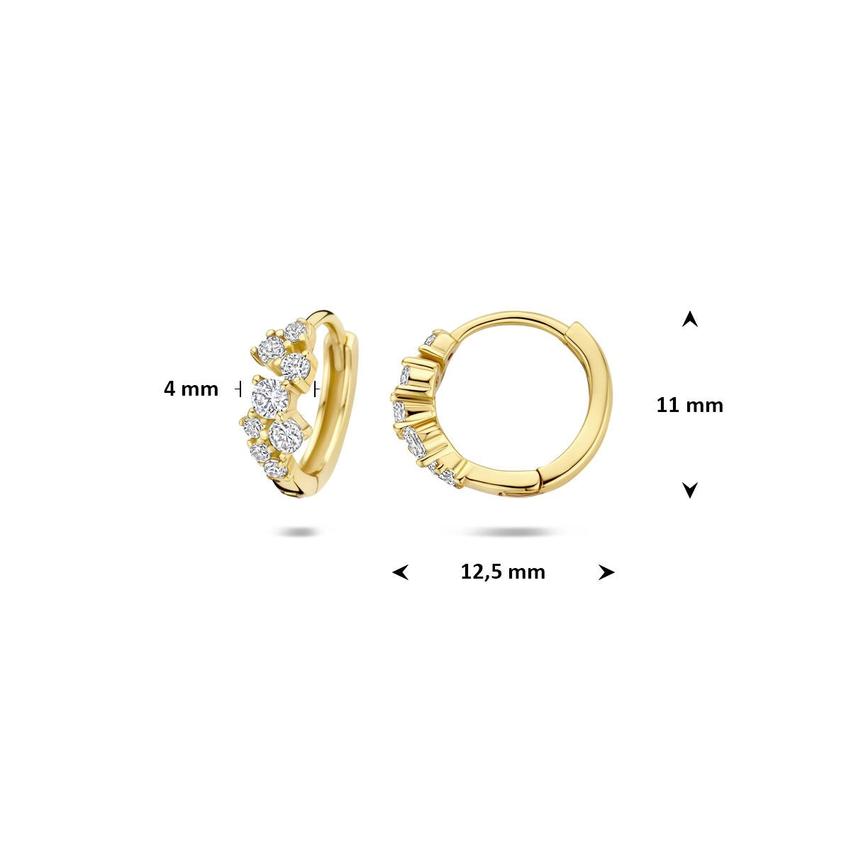 Créoles en argent jaune plaqué or avec zircone