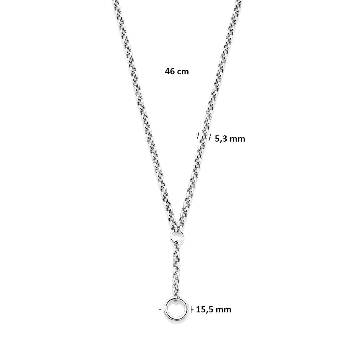 Collier Y en argent 925 rhodié avec connecteur 46 cm
