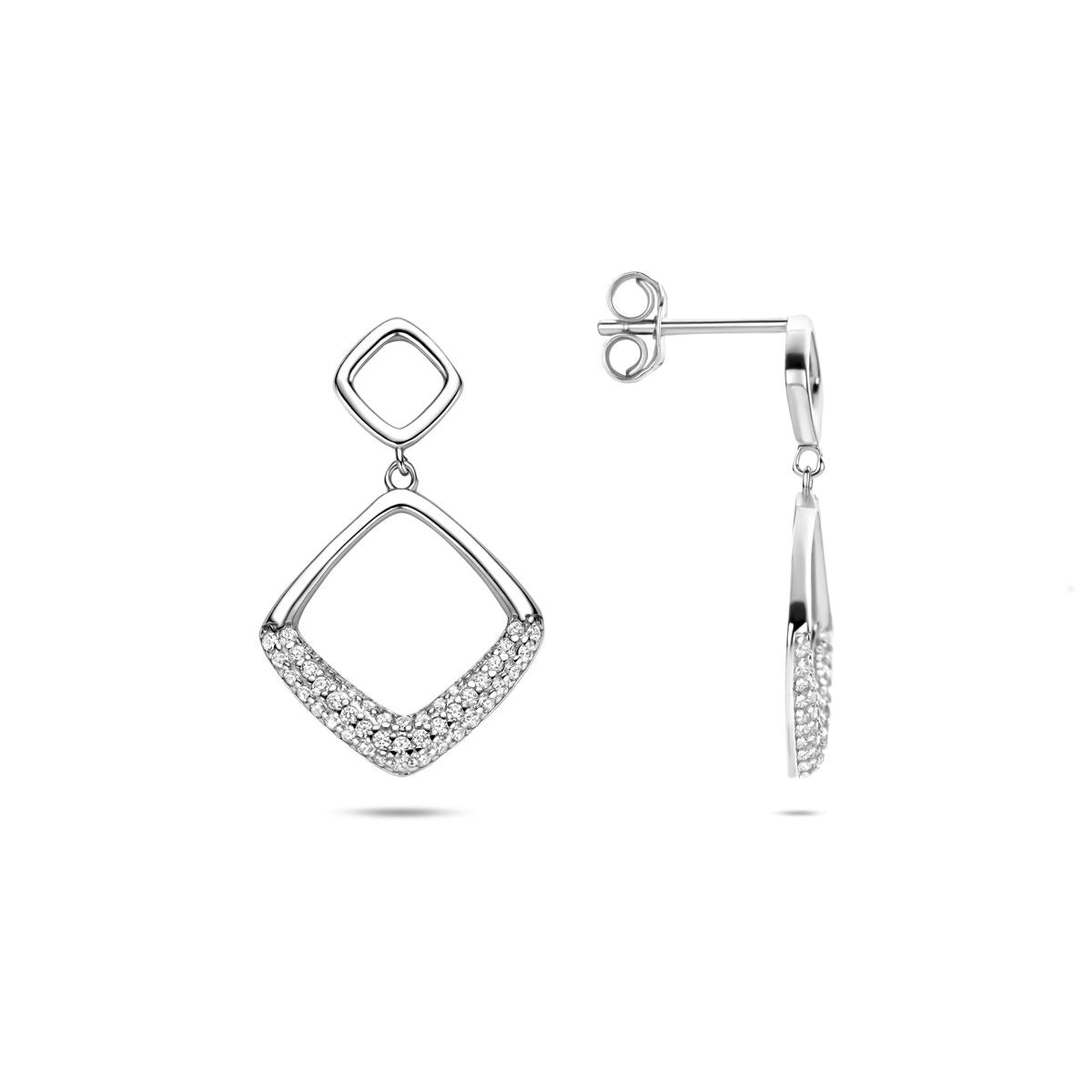 Boucles d'oreilles en argent avec zircone – rhodié argent 925