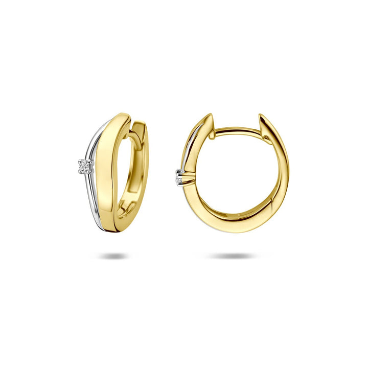 14k Geelgouden klapoorringen met diamant