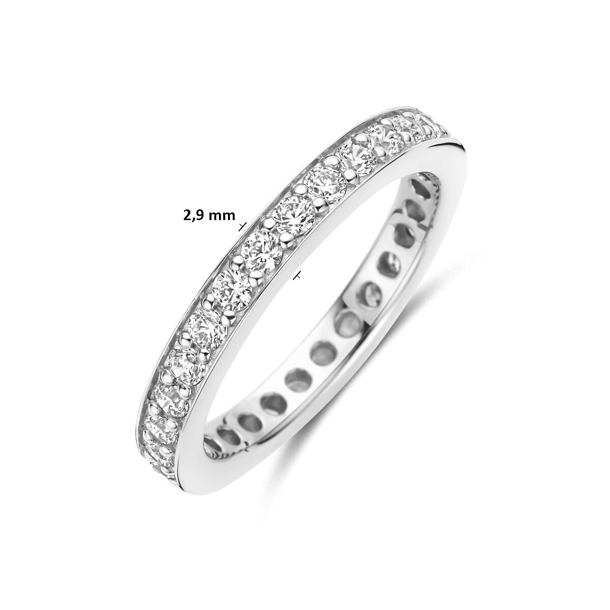 Bague en argent 925 rhodiée avec zircone 2,9 mm