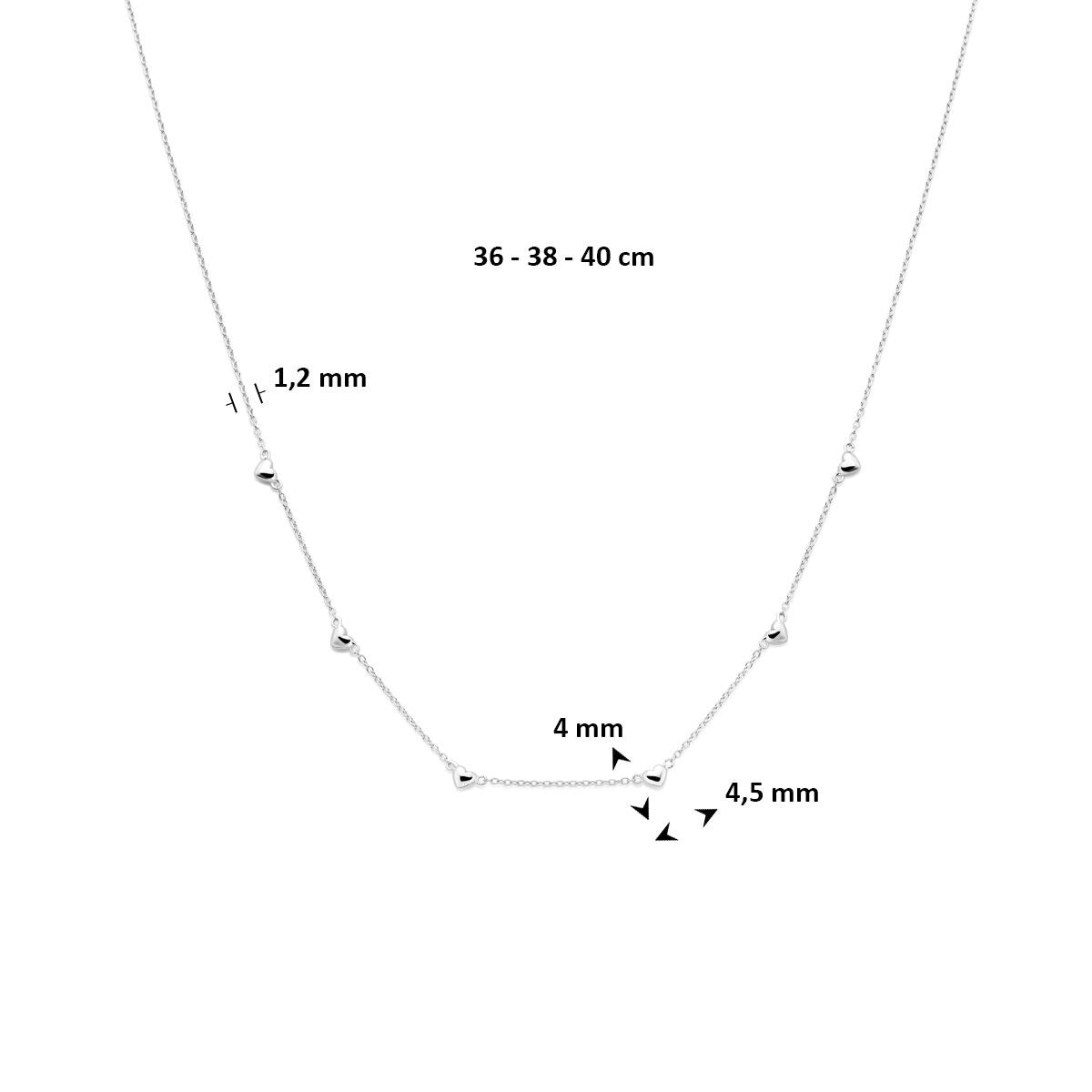Collier en argent pour enfant avec cœurs – rhodié