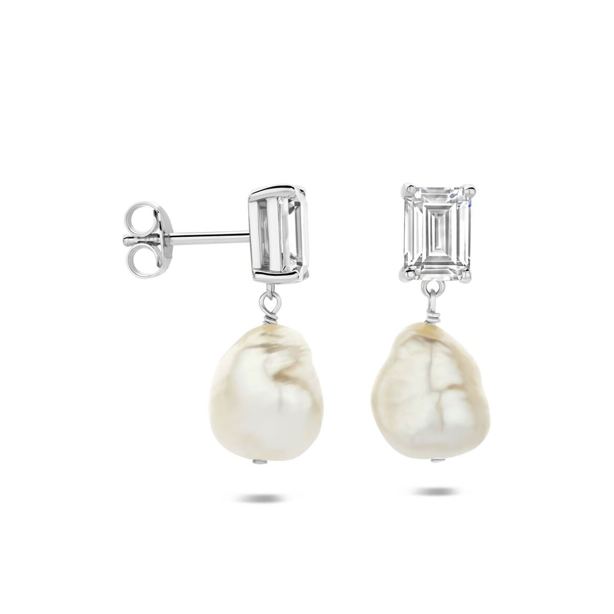 Boucles d'oreilles en argent 925 avec perle et zircone