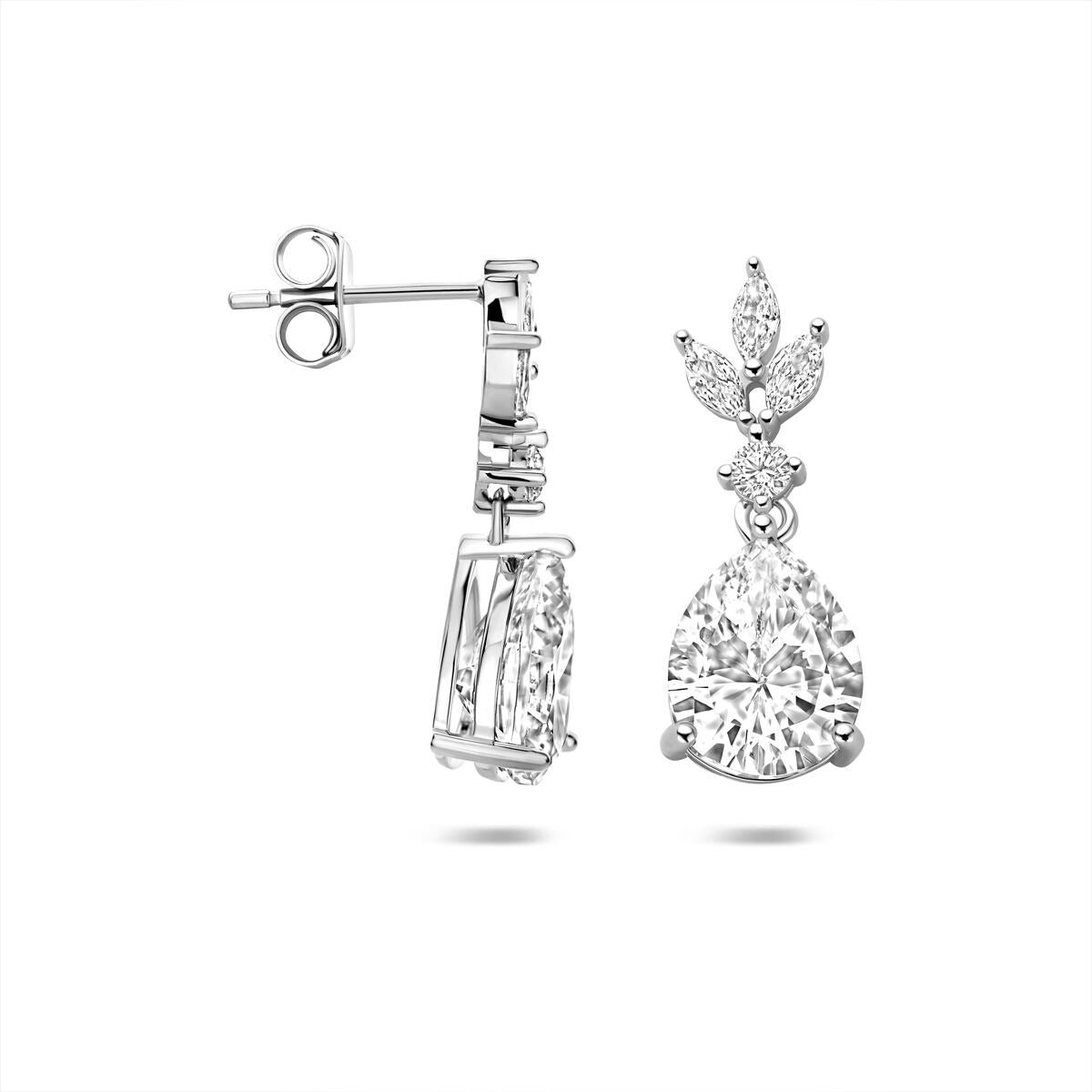 Boucles d'oreilles en argent rhodié avec zircone
