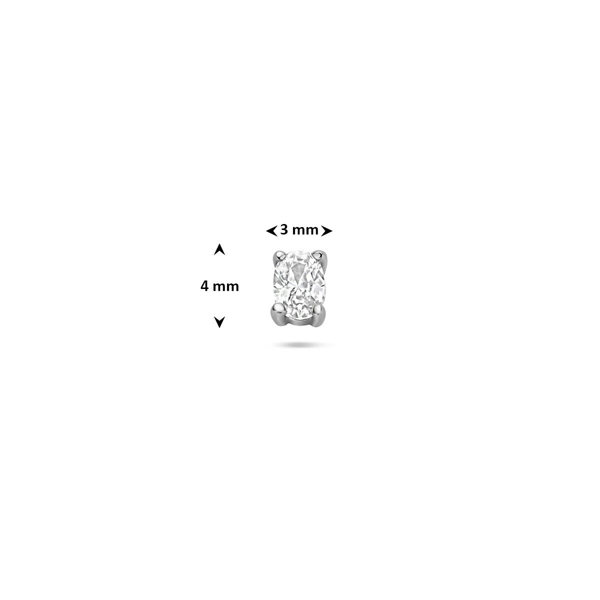 Piercing argent rhodié à dos plat avec zircone ovale