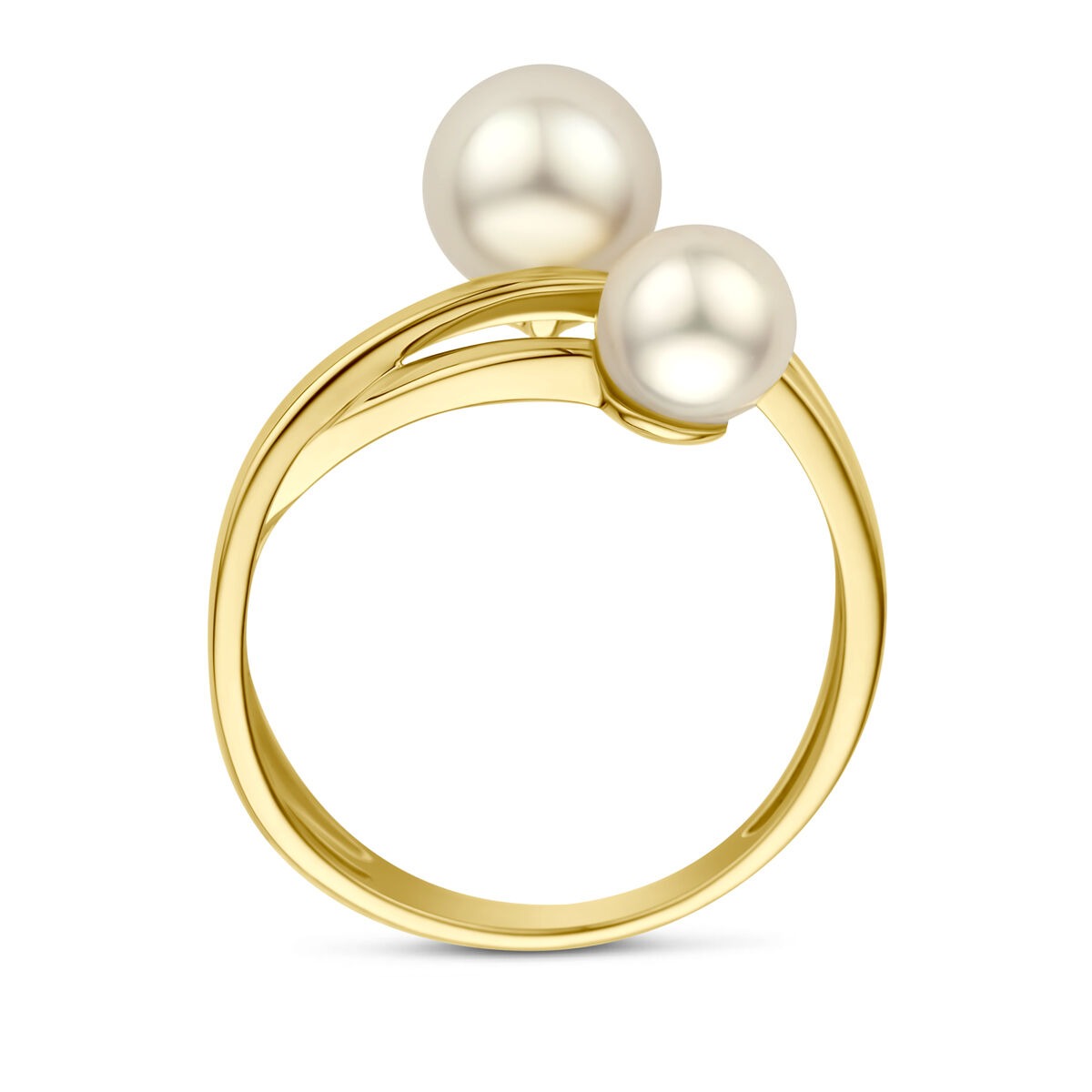 bague pour femme en or jaune 14k avec perles