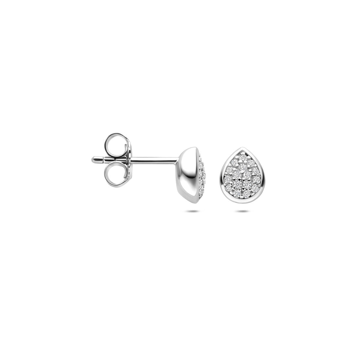 Puces d'oreilles en argent pour femme en forme de goutte avec zircone rhodié 6 mm