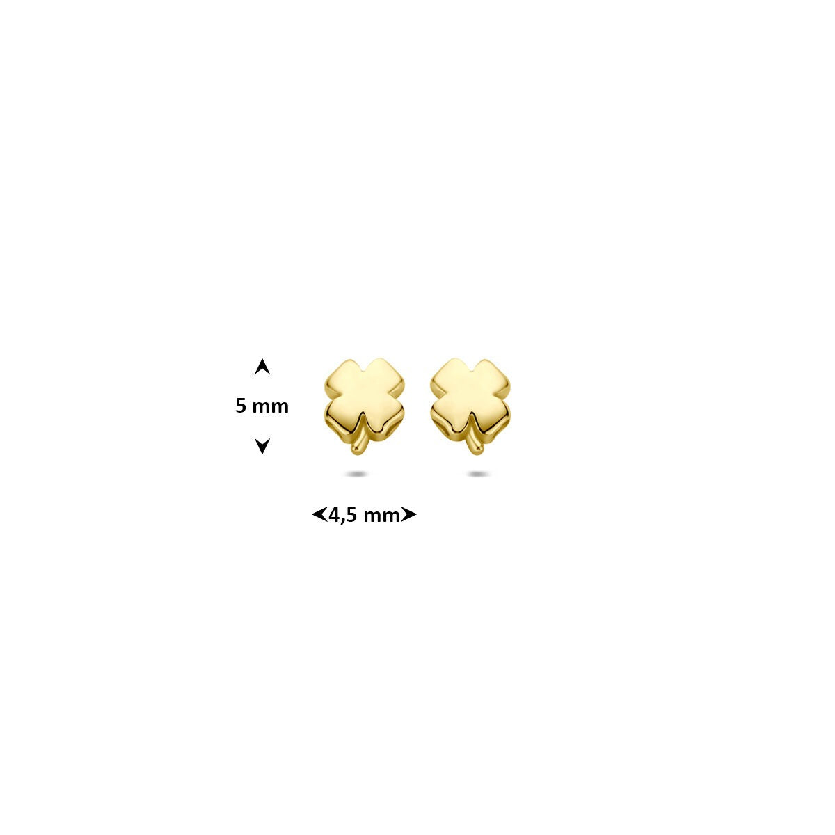 puces d'oreilles en or jaune 14k en forme de trèfle