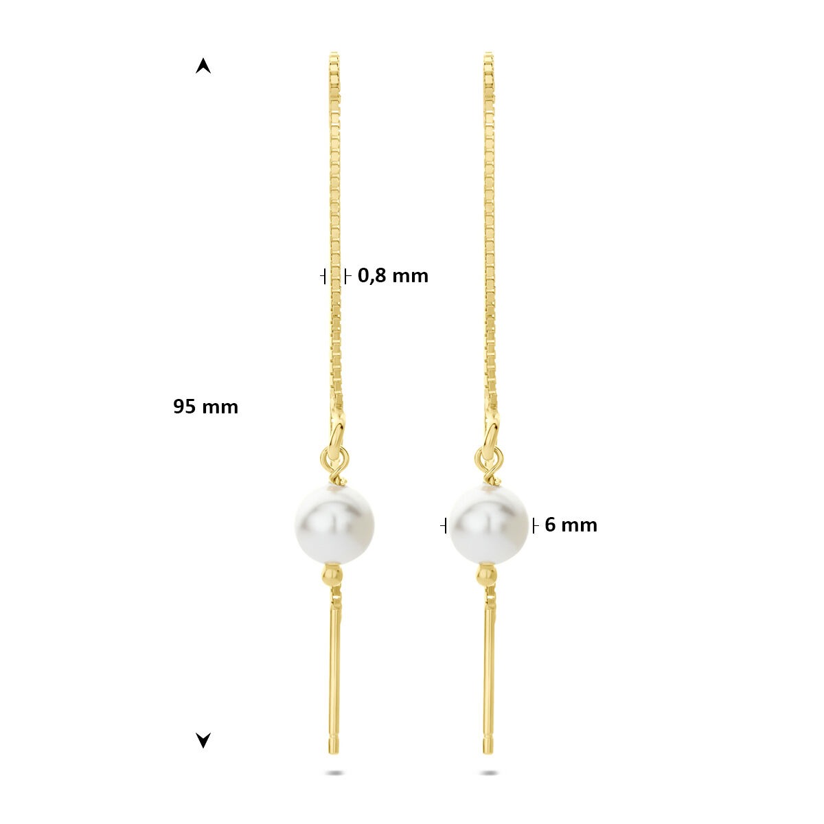 Boucles d'oreilles à tirage plaqué or argent avec perle