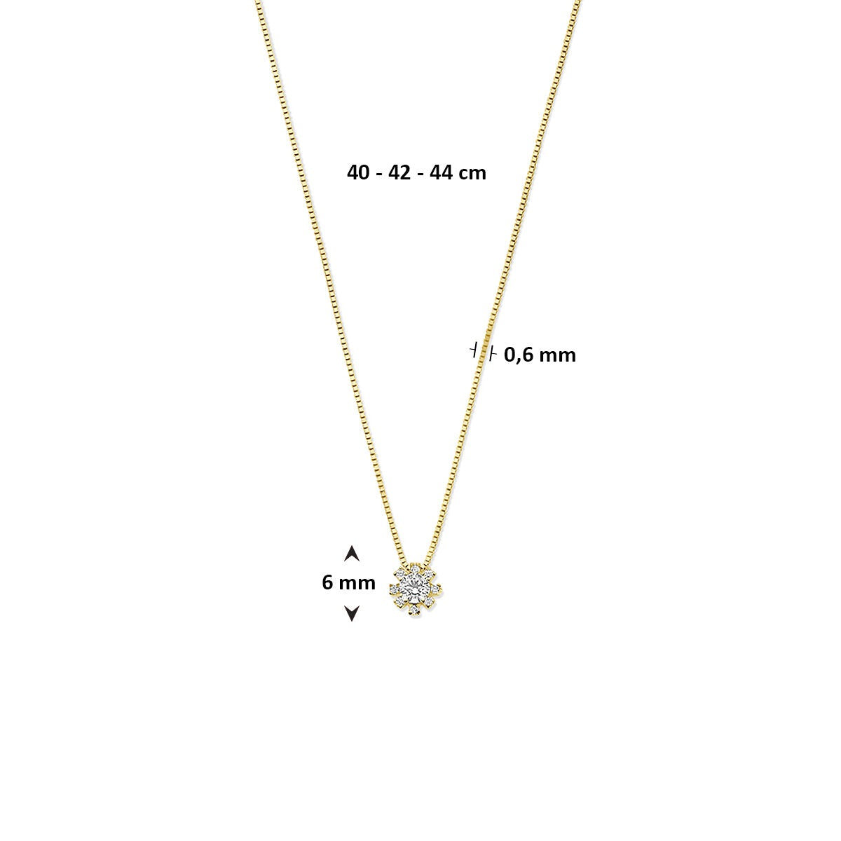 Collier en or 14k avec zircone – Monture entourage
