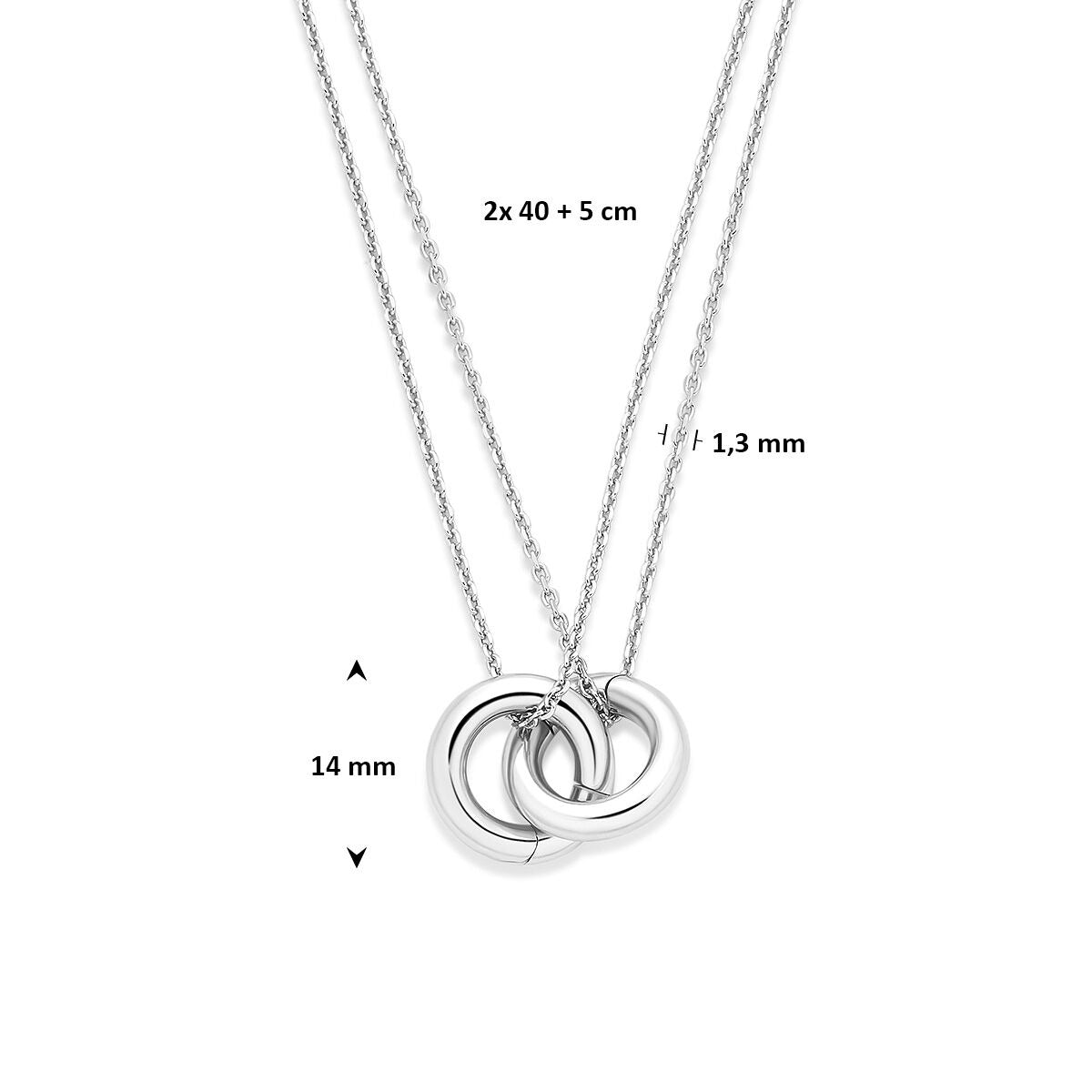 Colliers plaqués rhodium 925 argent Forever Connected 2x avec connecteurs