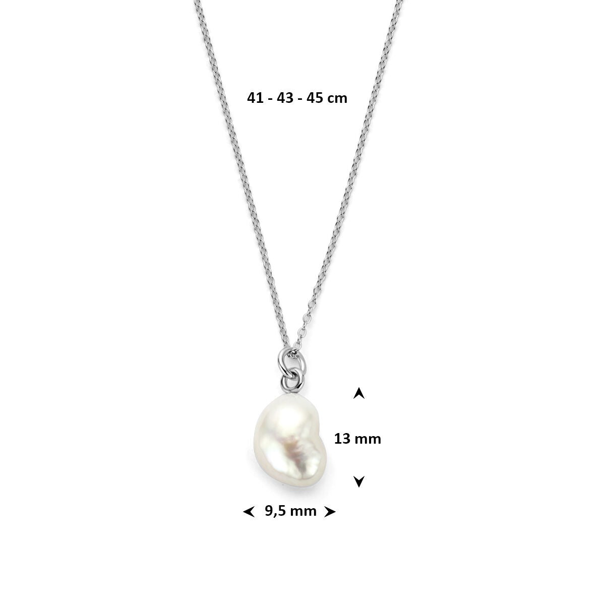 Collier en argent 925 plaqué rhodium avec perle