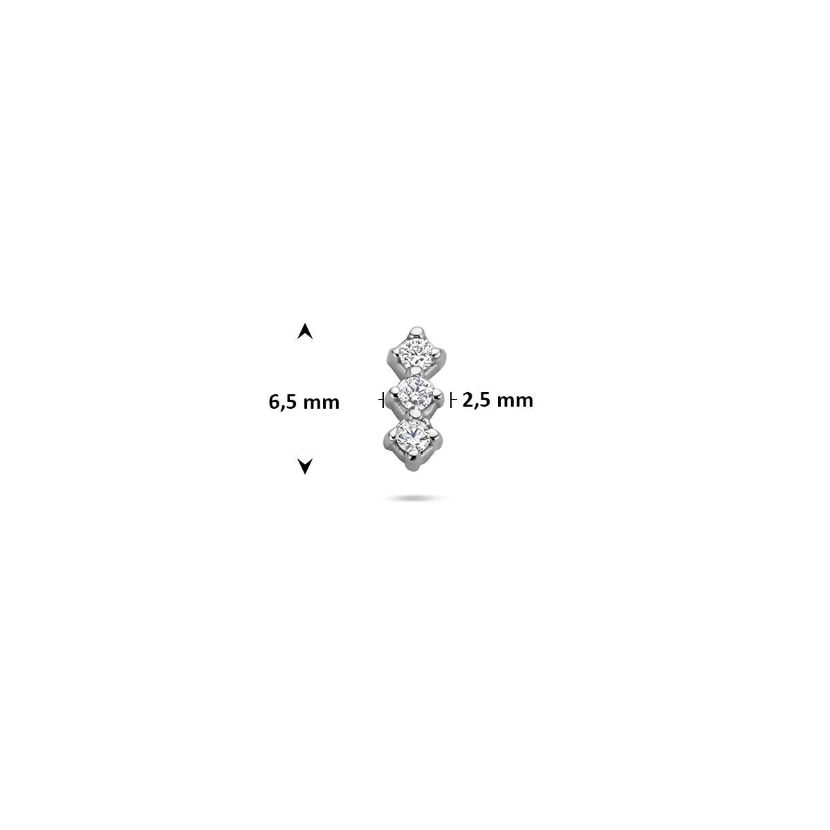 Piercing en argent rhodié à dos plat avec zircone en sertissage pavé