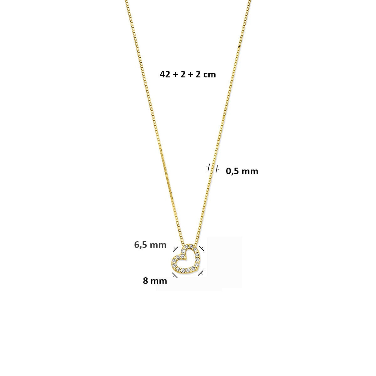 Collier en or 14k avec cœur et diamant cultivé en laboratoire