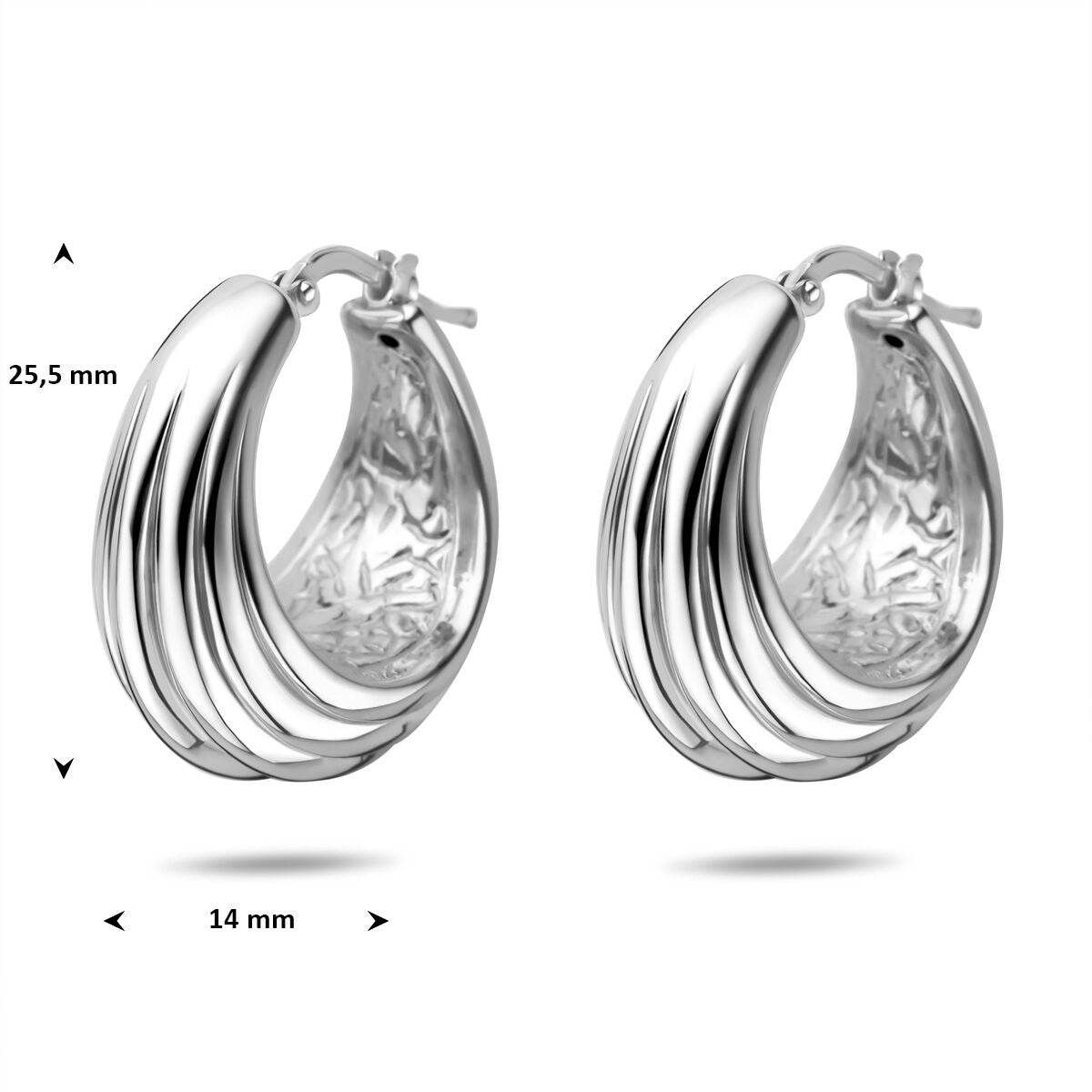 Créoles en argent 925 rhodiées 25,5 x 14 mm pour femme