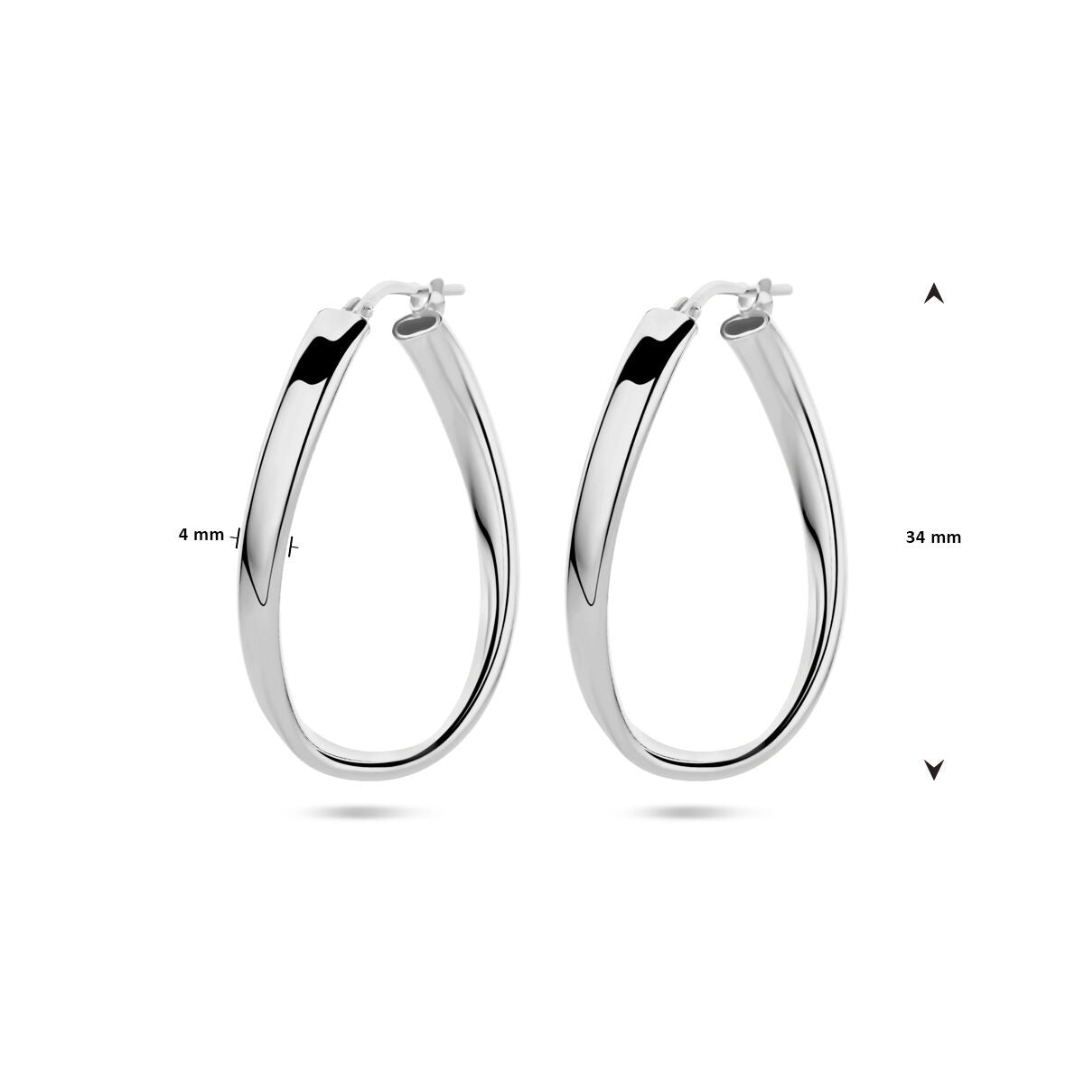 Créoles en argent rhodié torsadées 34 mm