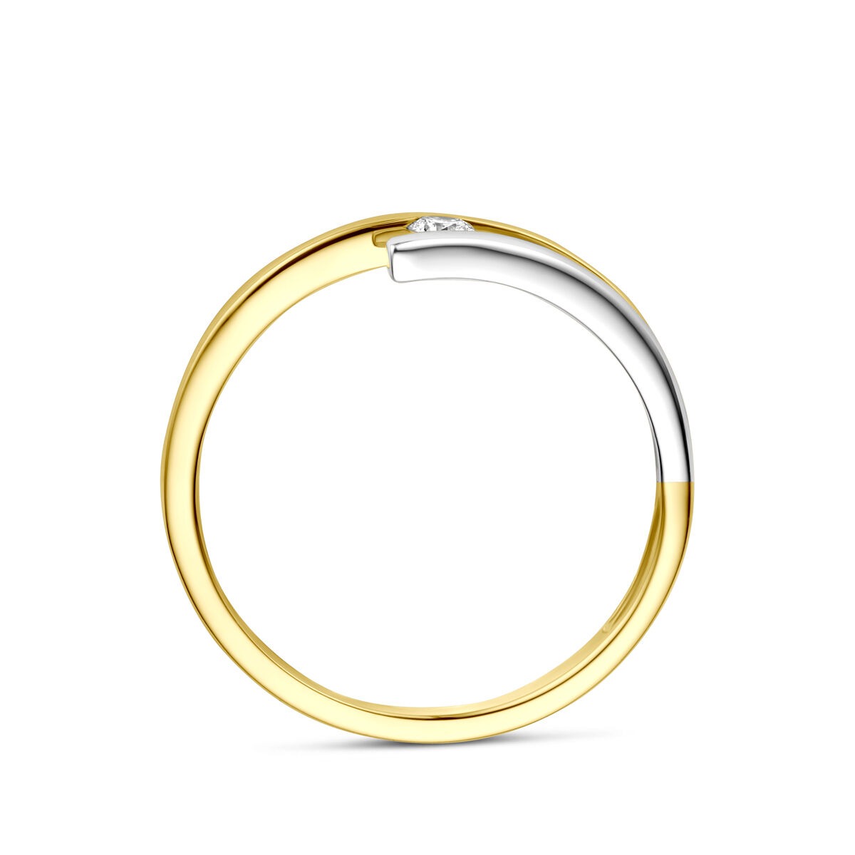 Bague pour femme bicolore en or avec diamant – or jaune et or blanc 14k