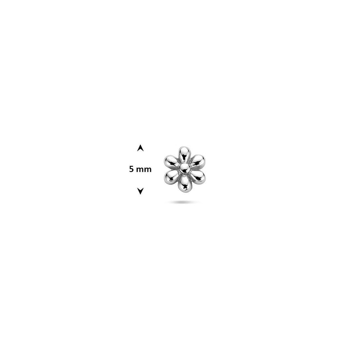 Zilveren flat back piercing bloemvorm – gerhodineerd 925 zilver