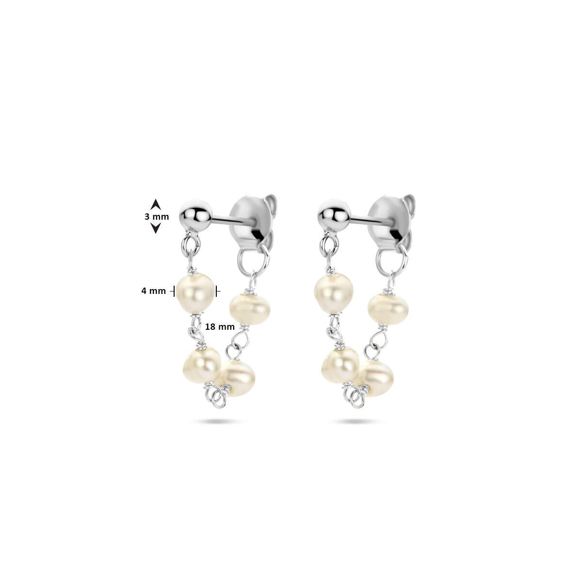Boucles d'oreilles en argent pour femme avec perle – rhodiées 18 mm