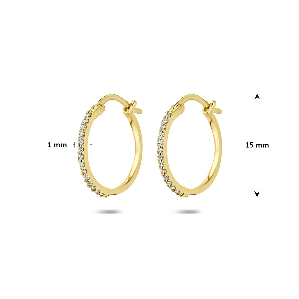 Créoles en or jaune 14k avec diamant cultivé en laboratoire 0,15 ct
