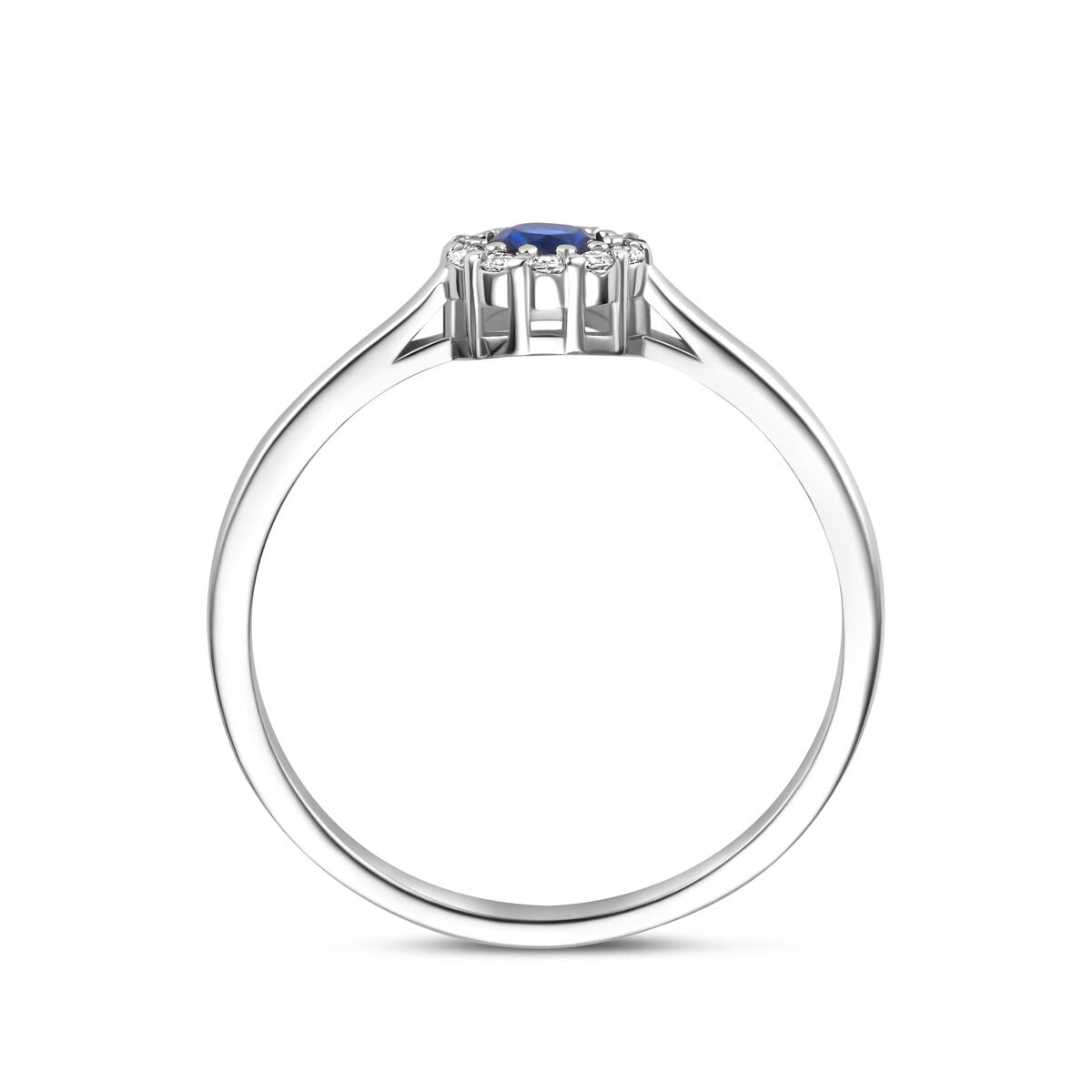 Bague pour femme en argent rhodié avec saphir et zircone – taillé en brillant
