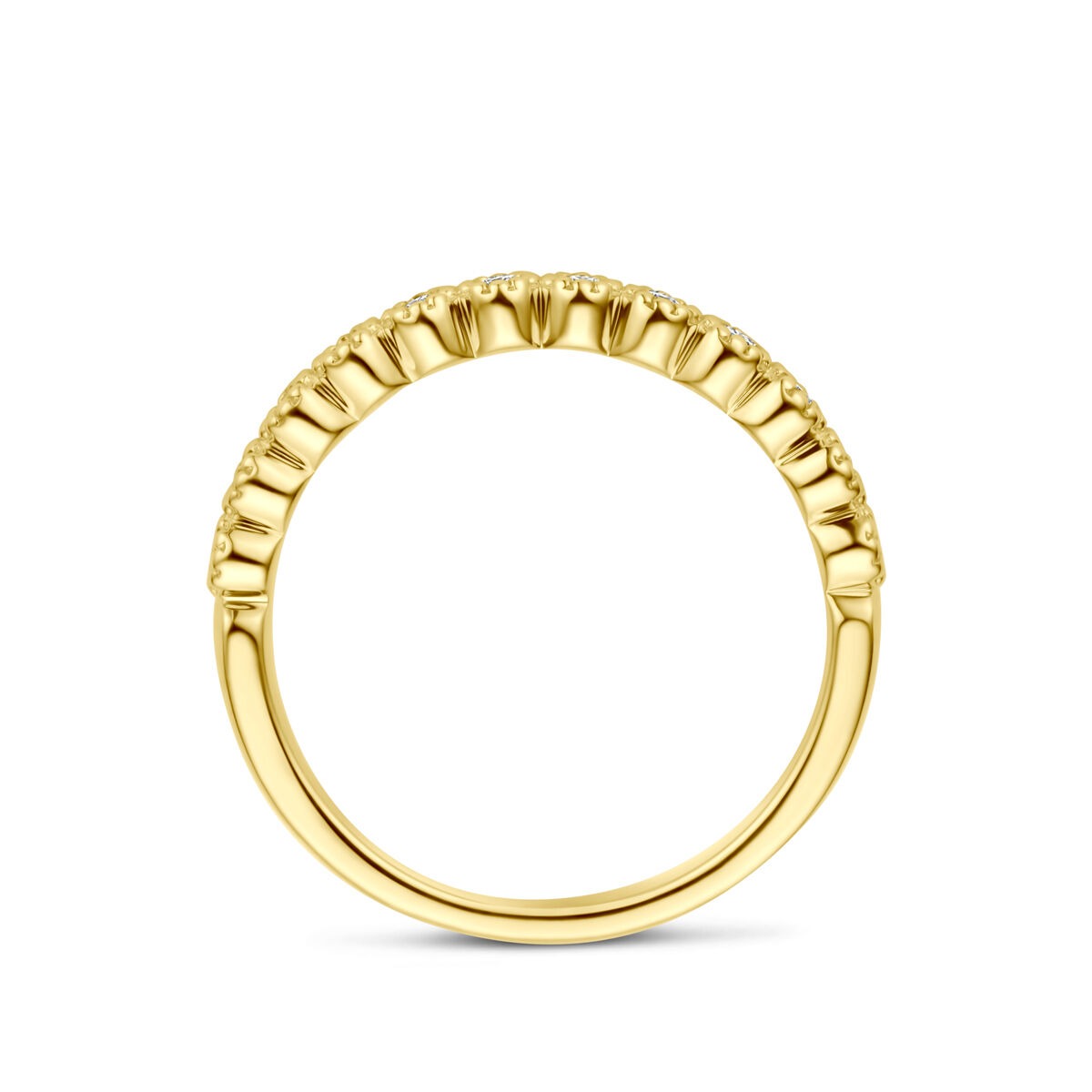 Bague alliance en or jaune 14k avec diamant 0,18 ct