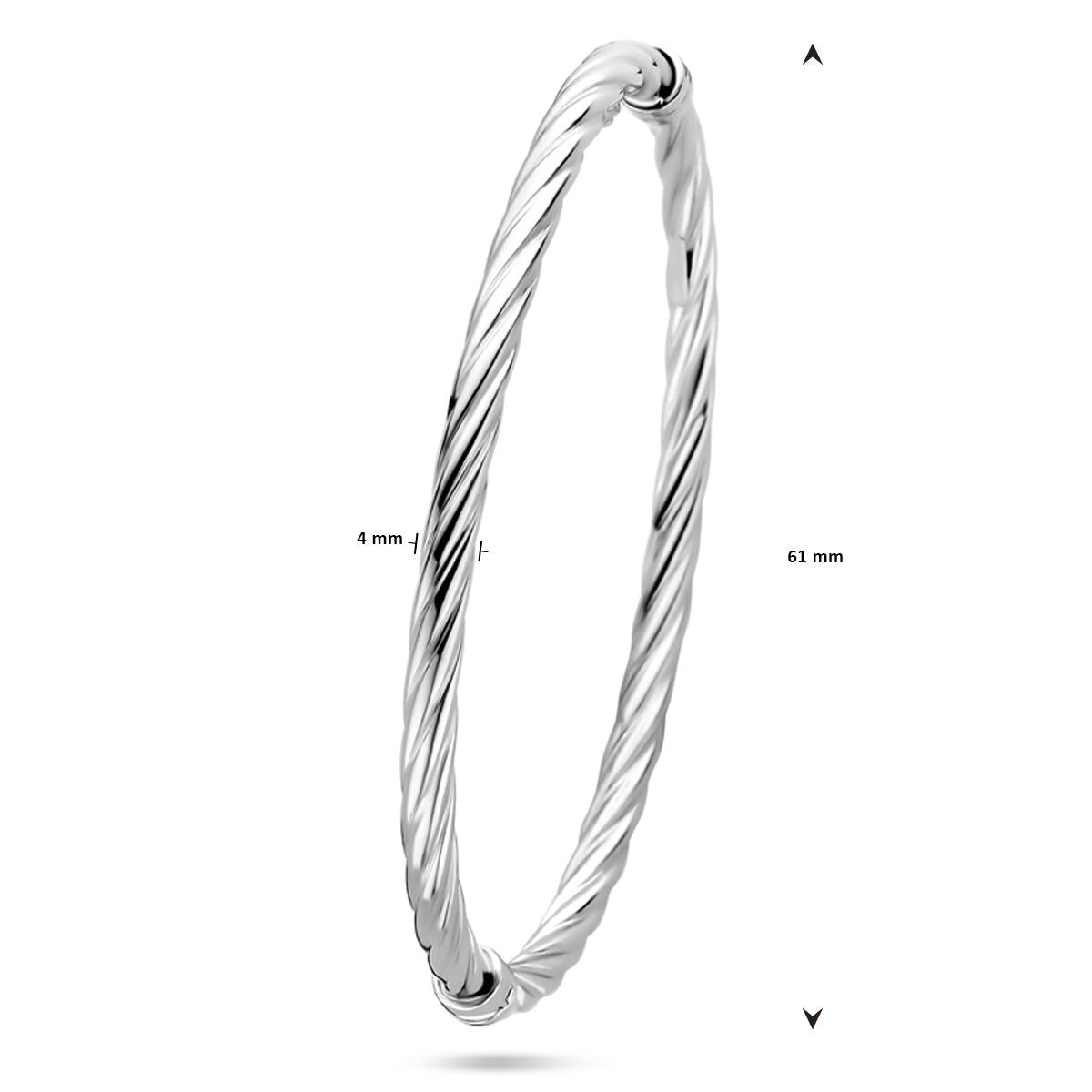 Bracelet en argent avec design tordu – rhodié argent 925, 61 mm diamètre