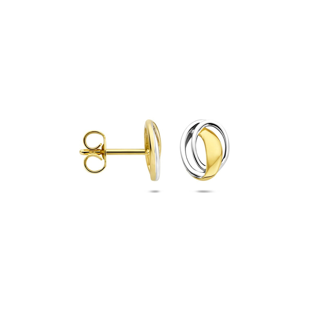 Puces d'oreilles en or – or jaune et or blanc 9k, design ovale
