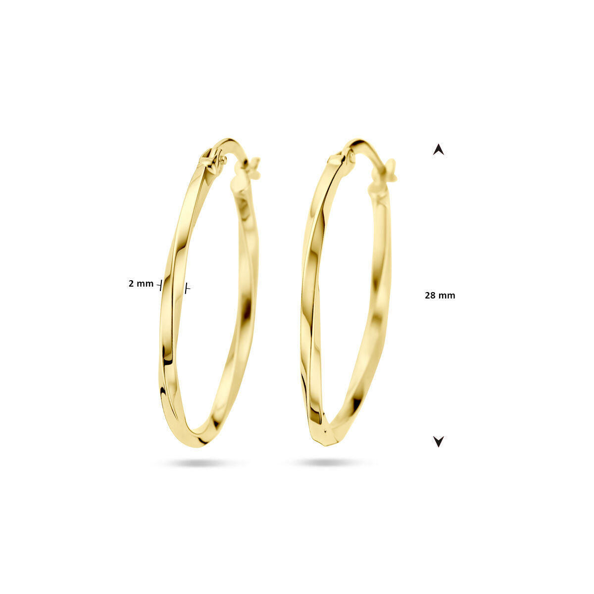 Créoles en or jaune 14 carats torsadées – 28 mm