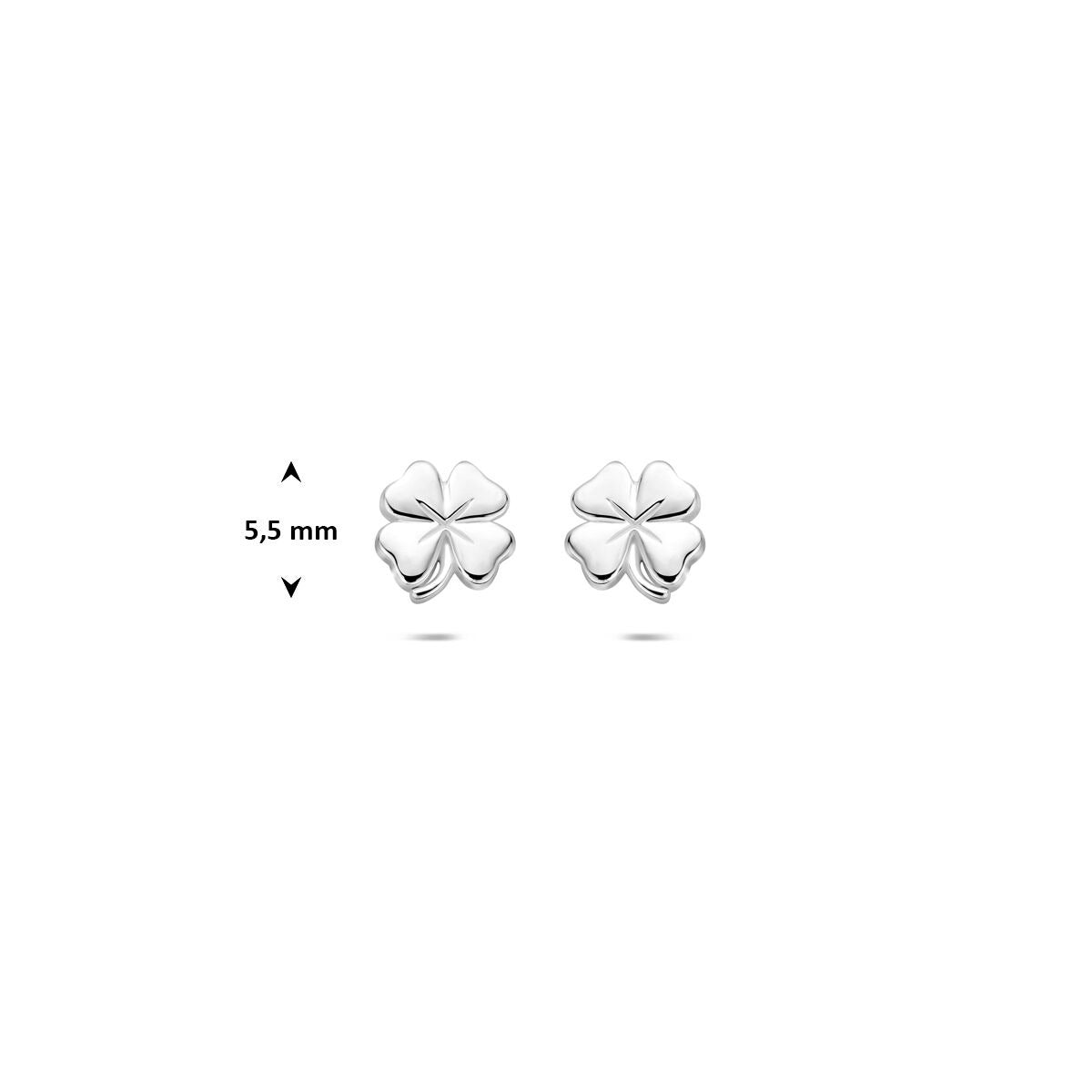 Puces d'oreilles en argent 925 rhodiées en forme de trèfle