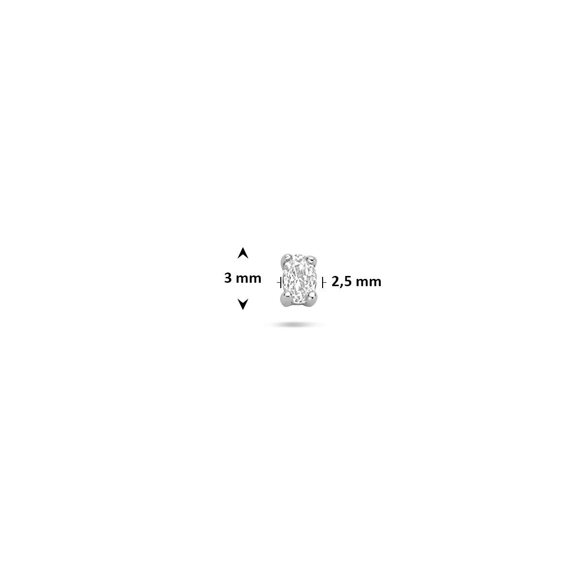 Piercing à dos plat en argent avec zircone – argent rhodié 925