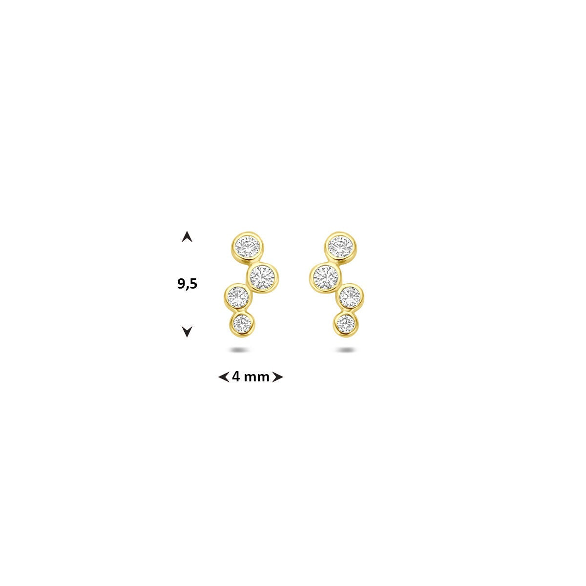 Puces d'oreilles en or jaune avec zircone – 14k