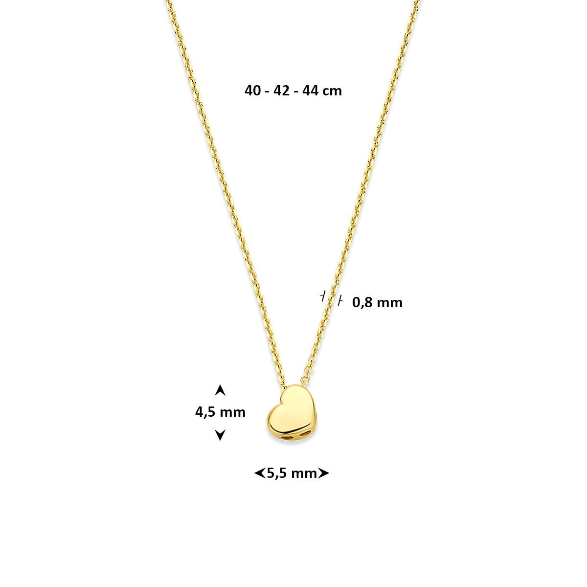 Collier en or jaune 14k avec cœur