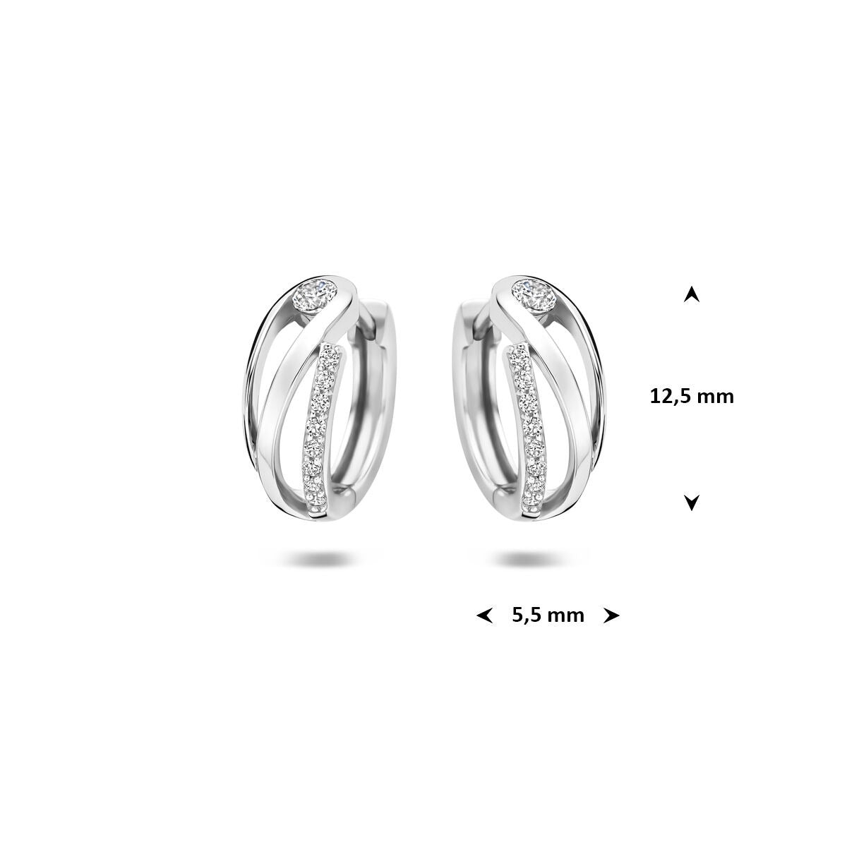 Créoles en argent avec zircone – rhodiées 925