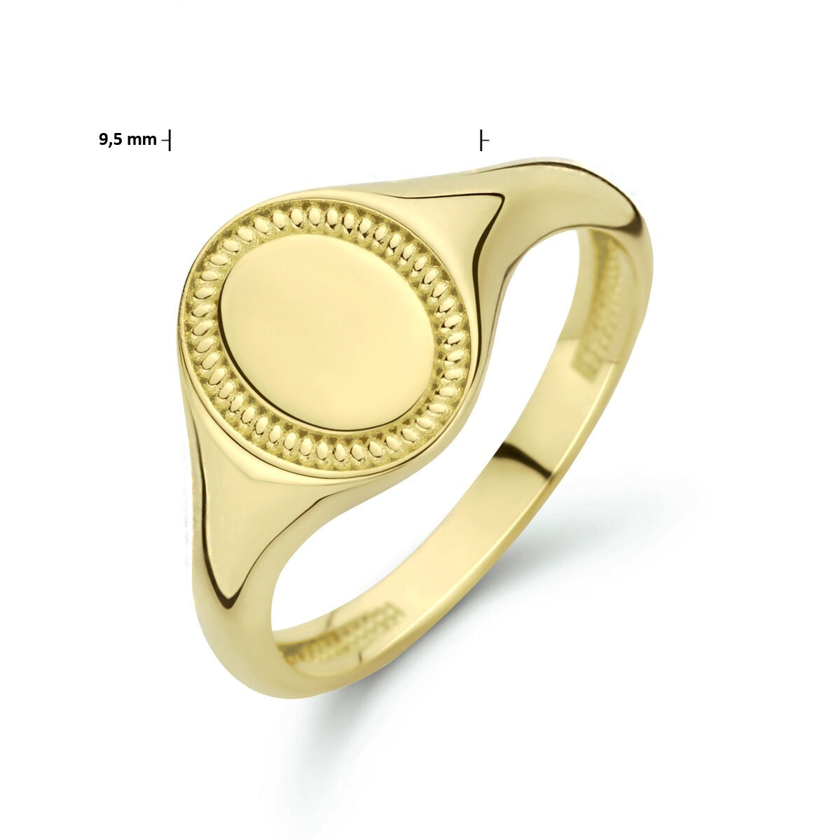 Bague chevalière ovale en or jaune 9k