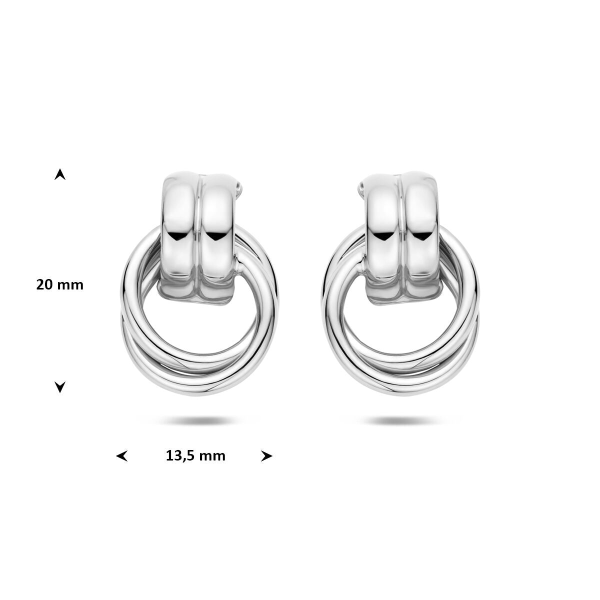 Boucles d'oreilles puces rhodiées en argent 925 20 x 13.5 mm