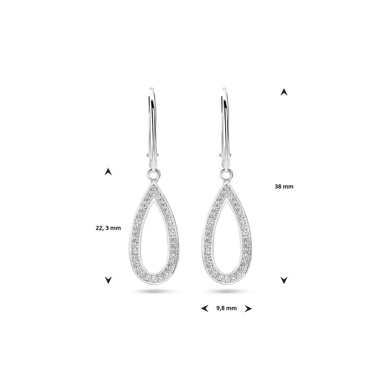 Boucles d'oreilles en argent avec zircone – rhodié 925