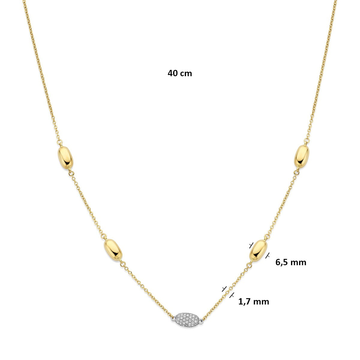 Collier en or bicolore 14k avec diamant 0.80ct