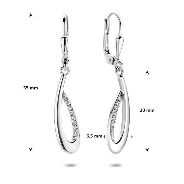 Gerhodineerd 925 zilveren oorhangers met zirkonia