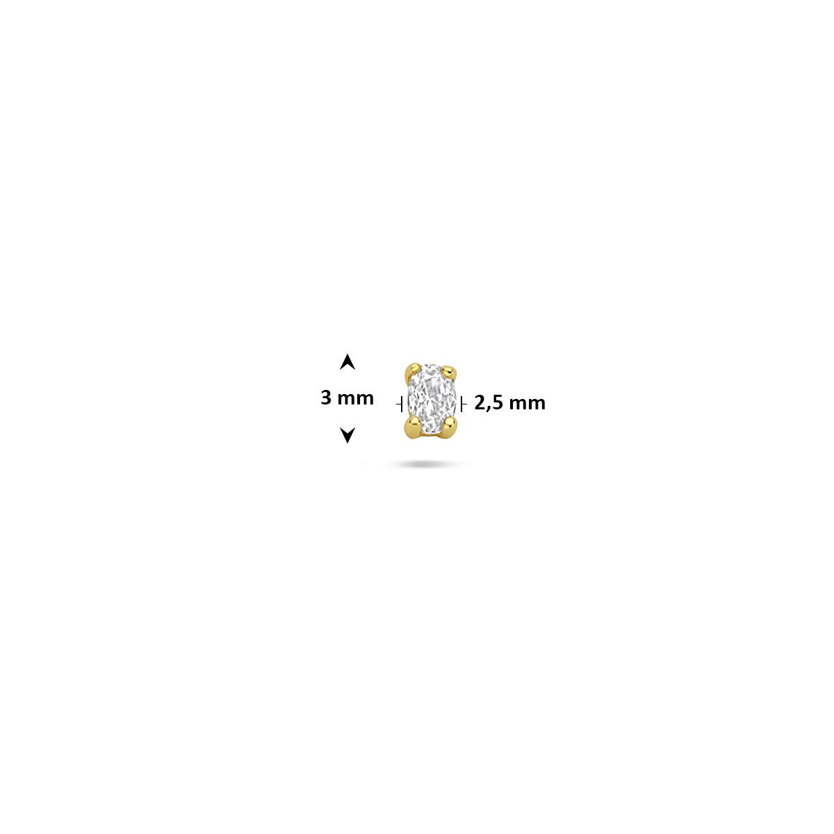 Piercing plaqué or en argent 925 à dos plat avec zircone ovale