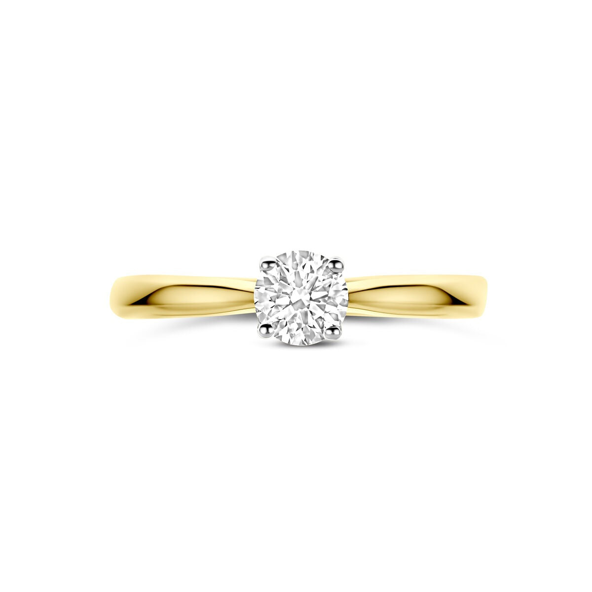 Bague en or jaune et blanc bicolore 14k avec diamant de 0,50 ct cultivé en laboratoire