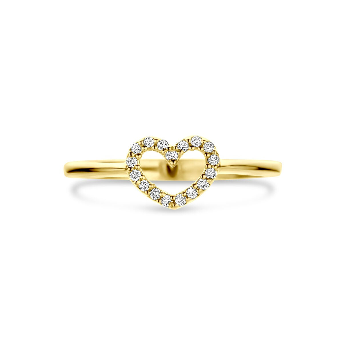 Bague pour femme en or avec cœur et diamant lab grown – or jaune 14k