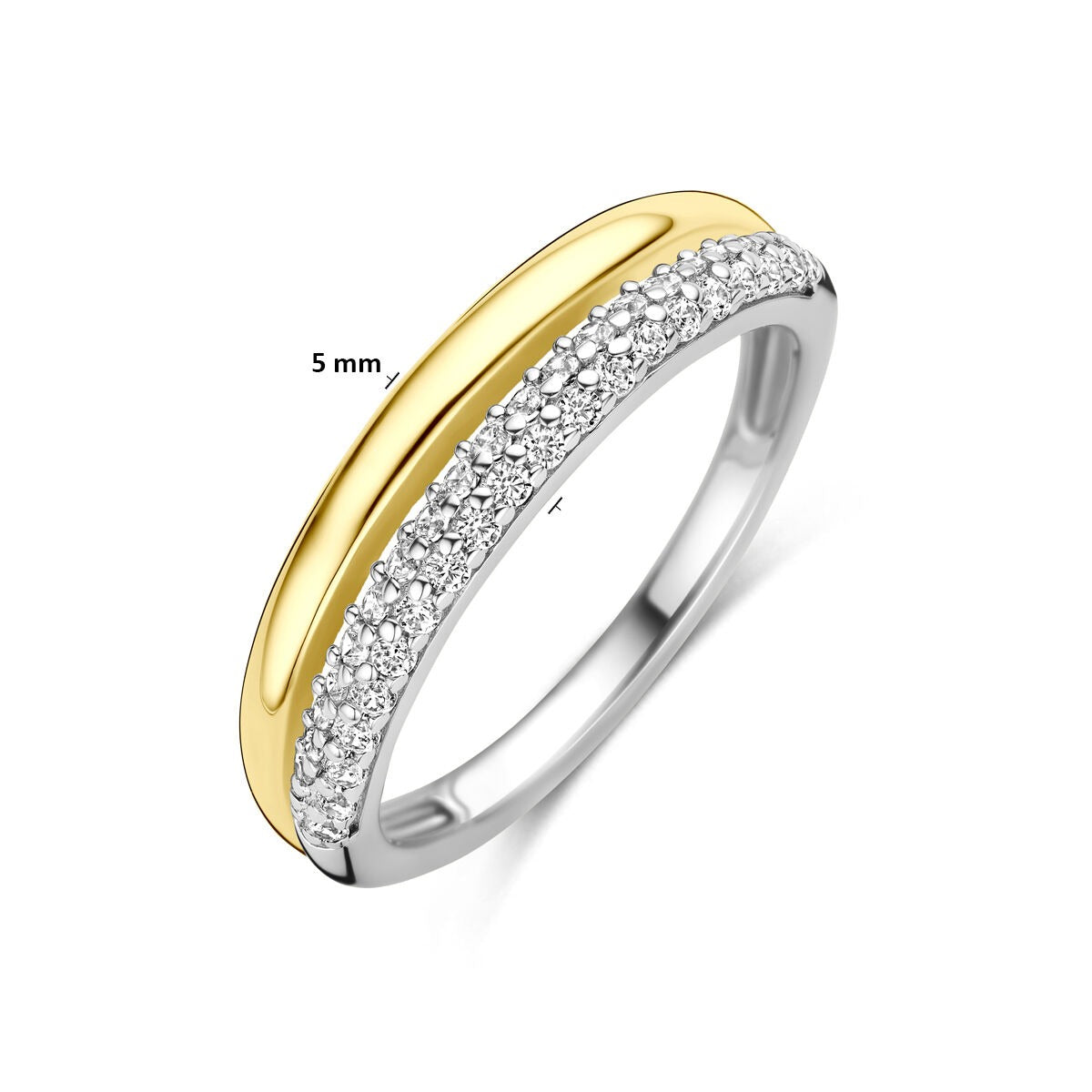 Bague en argent plaqué or et rhodié avec zircone