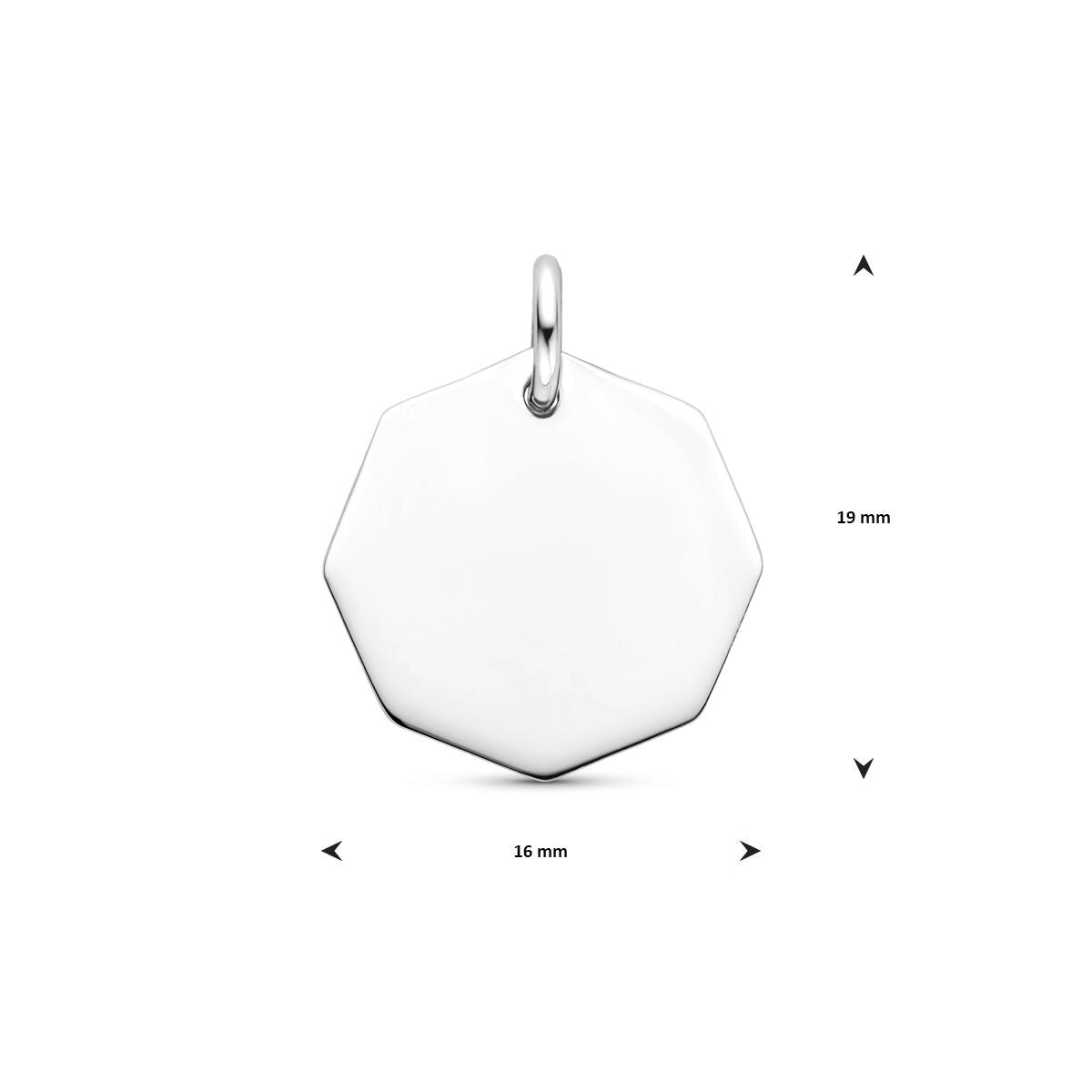 Pendentif gravé en argent rhodié carré 925