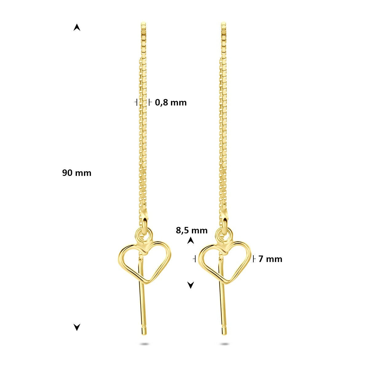 Boucles d'oreilles en argent plaqué or en forme de cœur