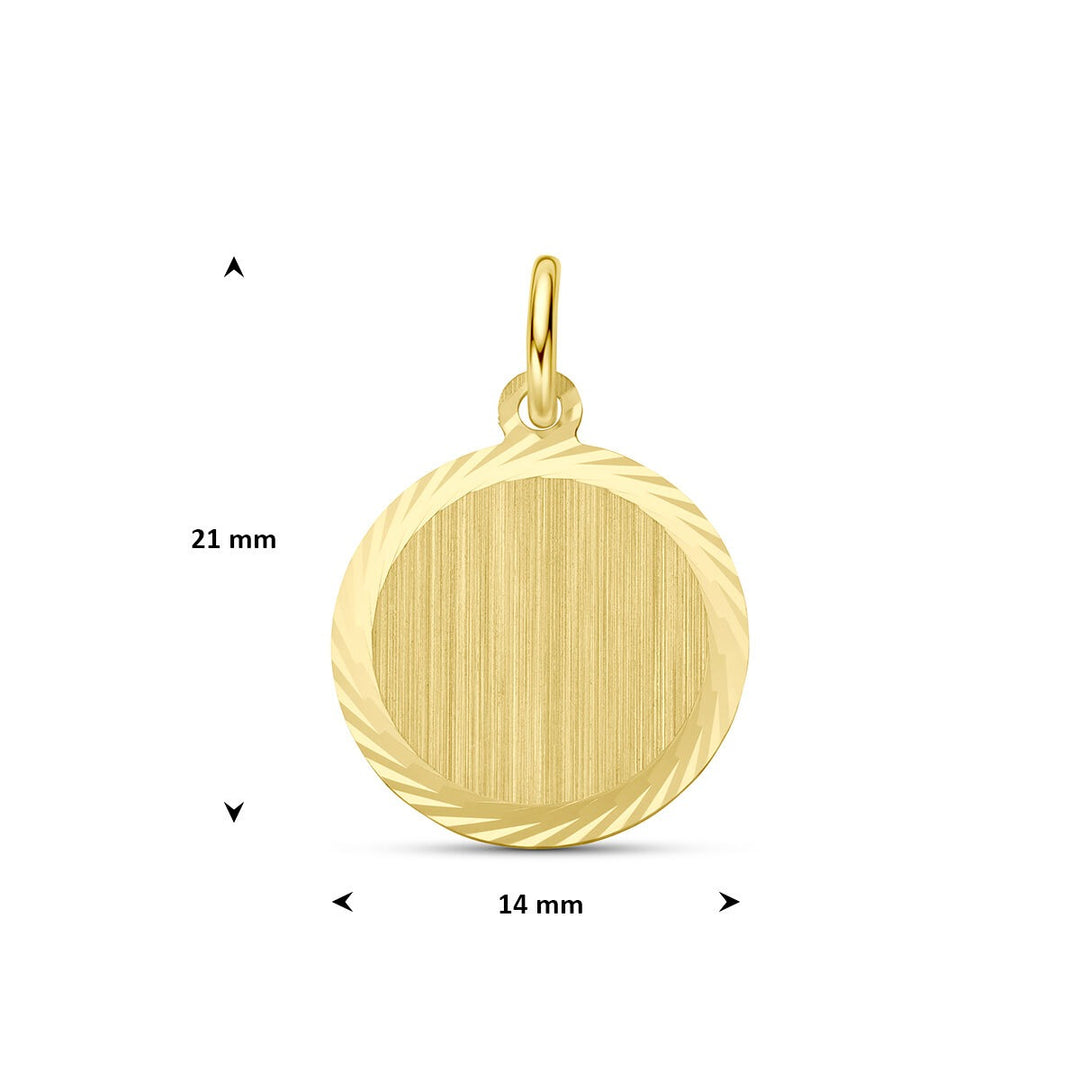 9k Geelgouden ronde graveerhanger
